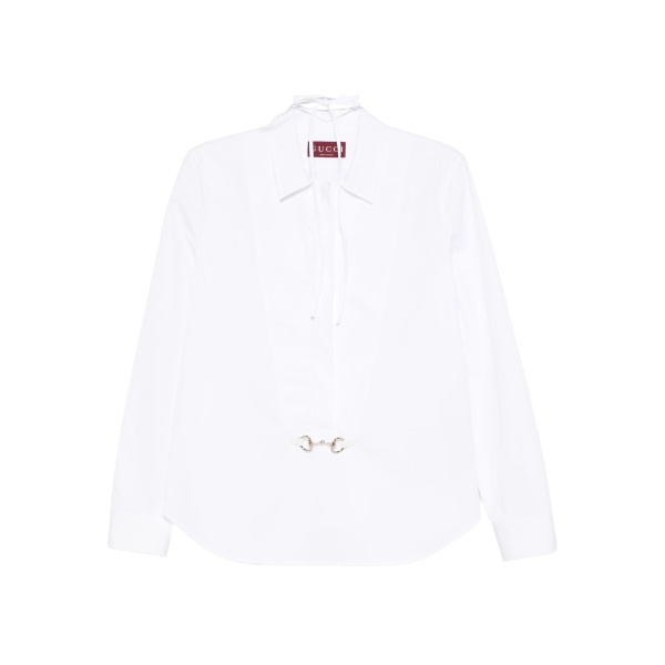 horsebit tie-neck shirt