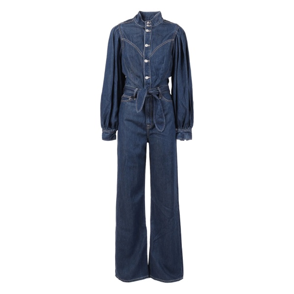 Jo tie-waist long-sleeve jumpsuit