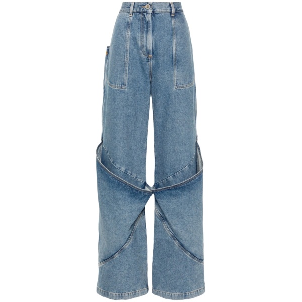knee-detail wide-leg jeans
