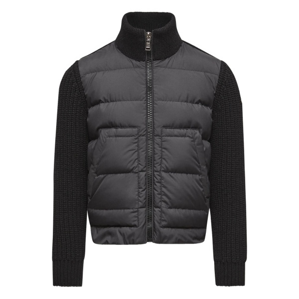 knitted-panel puffer jacket