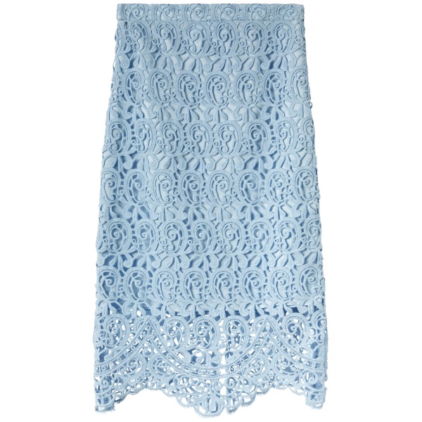 lace-embroidery pencil skirt