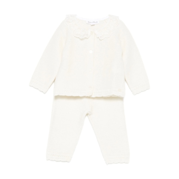 lace-trim trousers set