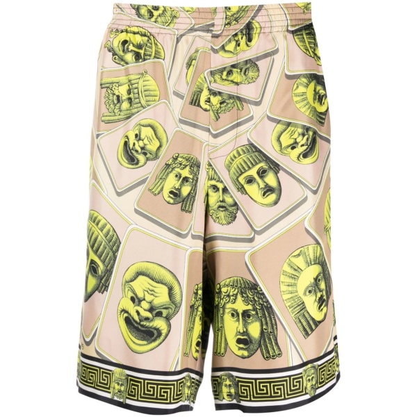Le Maschere print silk shorts