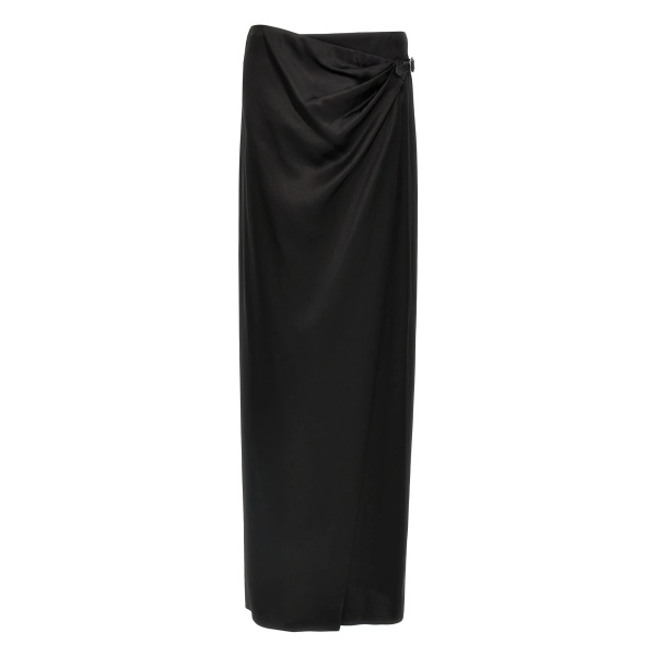 leather-belt wrap maxi skirt