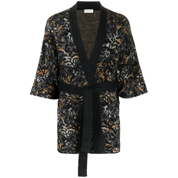 leopard-knit cardigan