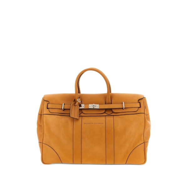 logo-detail leather duffel bag