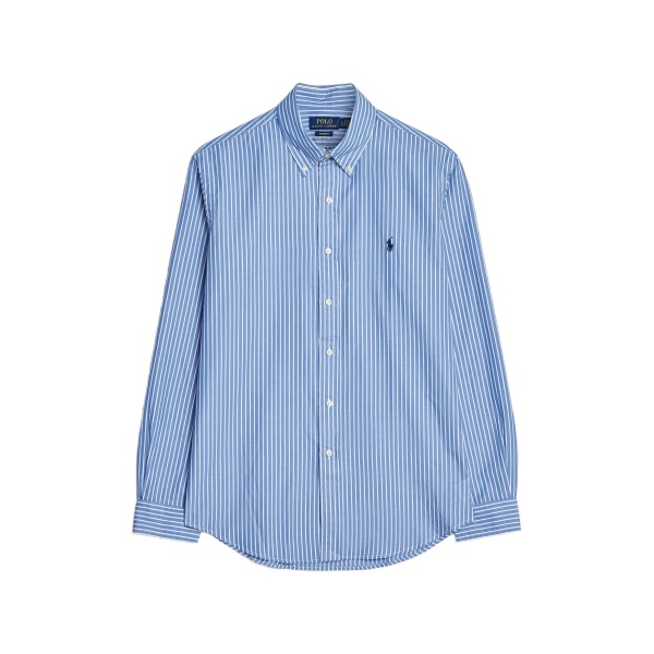 logo-emboridered striped shirt