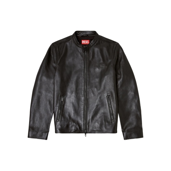 logo-embossed leather jacket