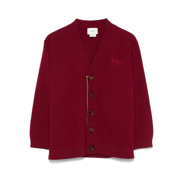 logo-embroidered cardigan