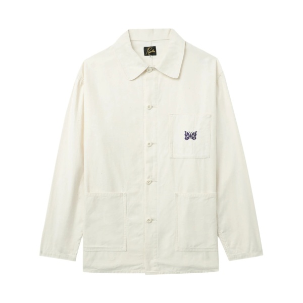 logo-embroidered cotton shirt jacket