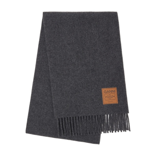 logo-patch fringed scarf