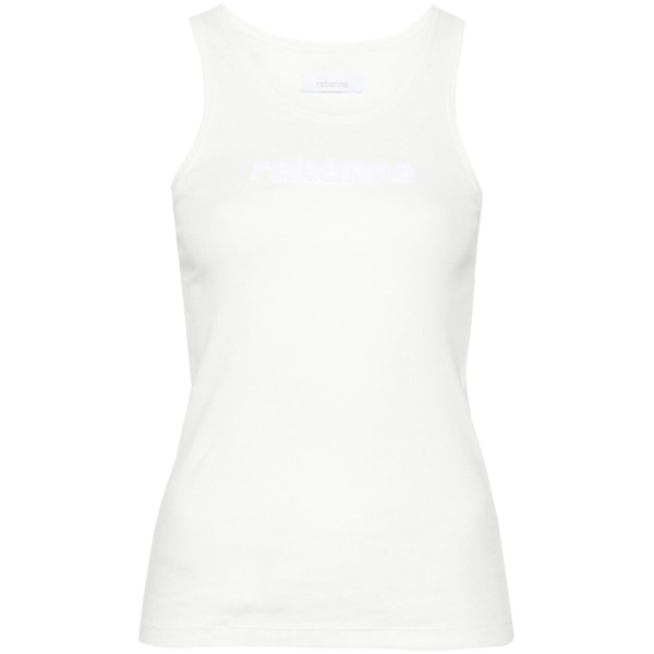 logo-patch ribbed tank top