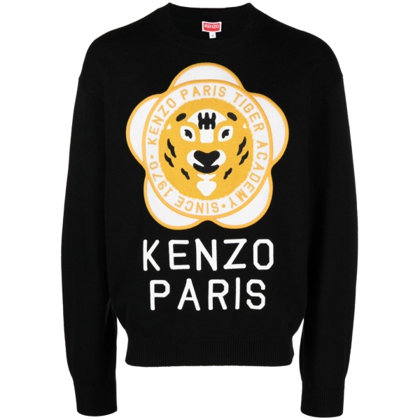 logo-patch wool-cotton jumper