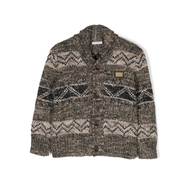 logo-plaque intarsia-knit cardigan