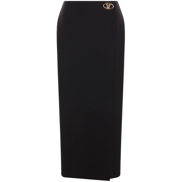 logo-plaque wool pencil skirt