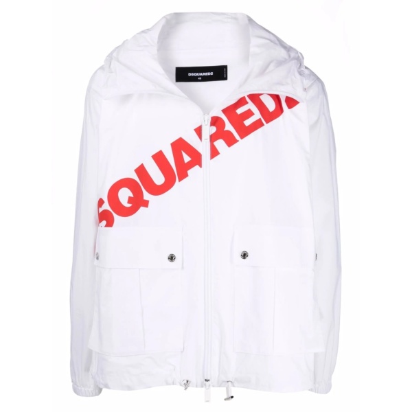 logo-print cargo-pocket hoodie