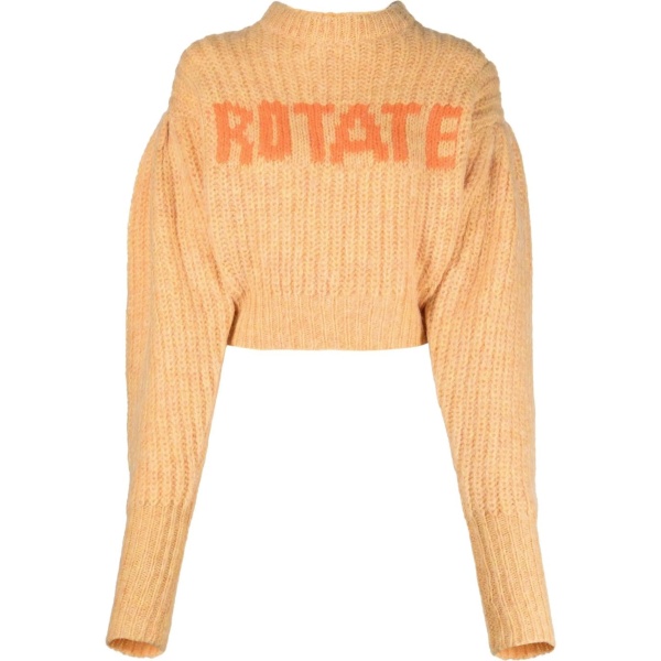logo-print chunky-knit jumper