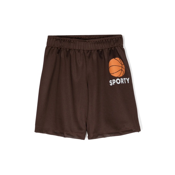 logo-print mesh track shorts