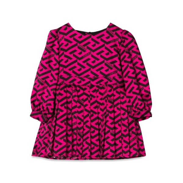 logo-print pleated dress