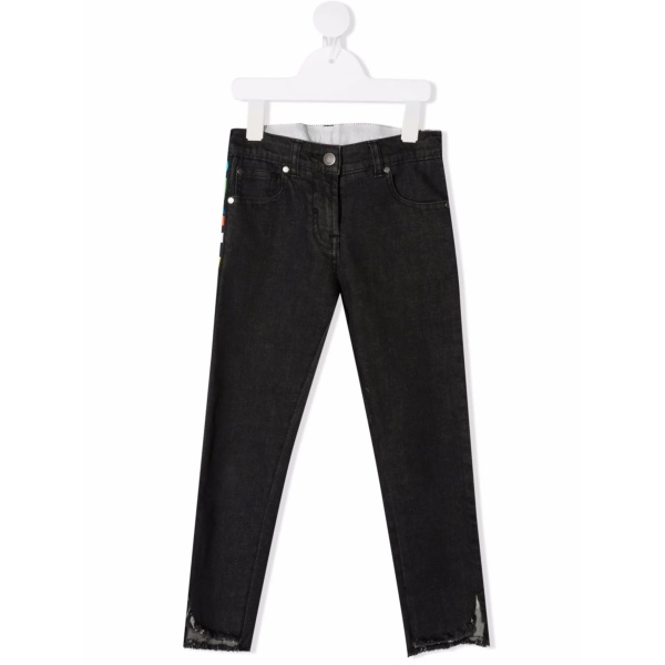logo-stripe denim jeans