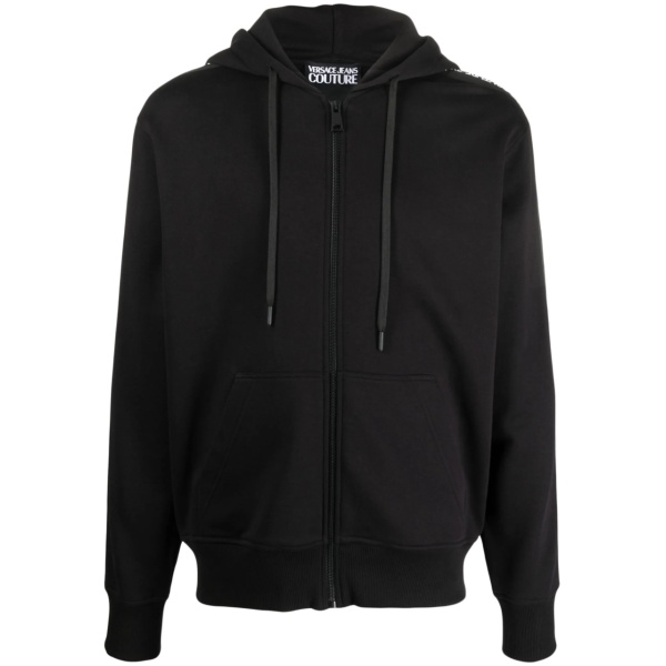 logo-tape hooded jacket