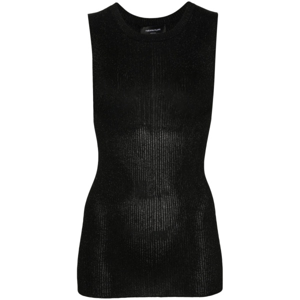 metallic-thread ribbed tank top