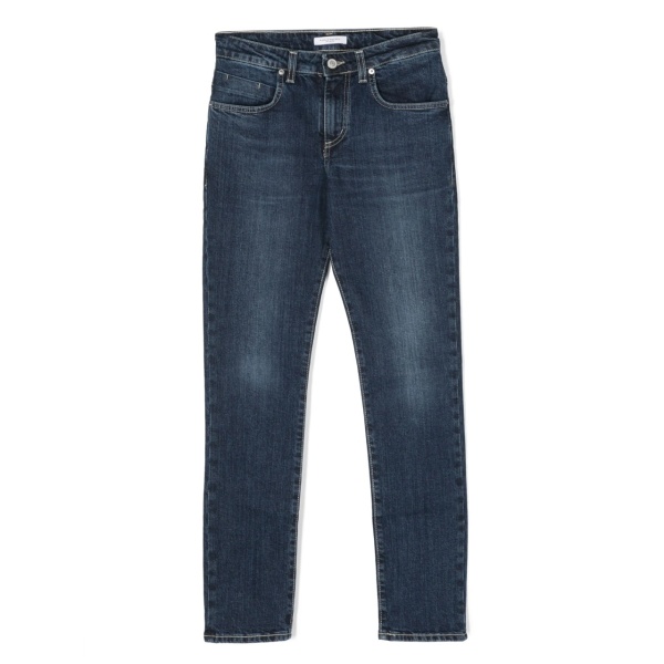 mid-rise straight-leg jeans