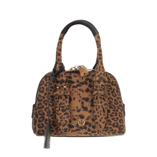 Mini leopard-print padlock bag