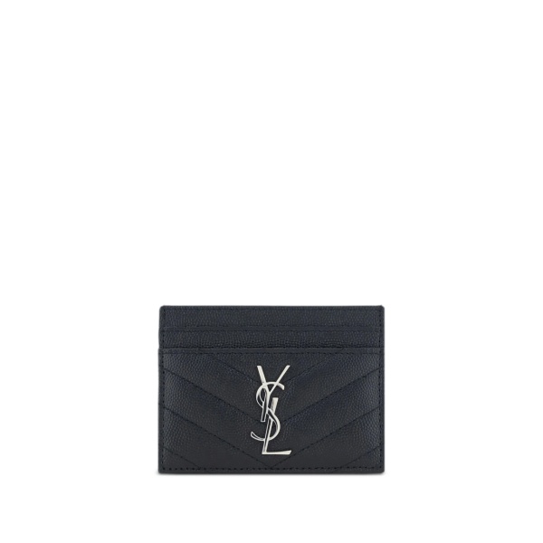 Monogram grained-leather cardholder