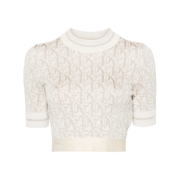 monogram-jacquard knitted crop top