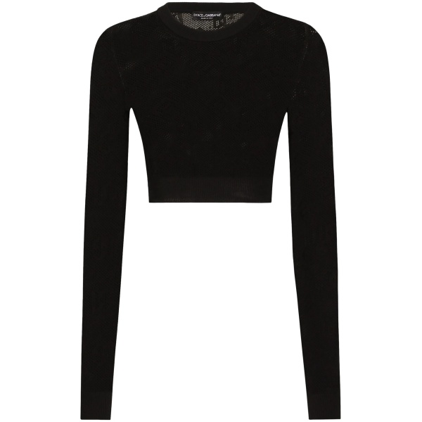 monogram open-knit crop top