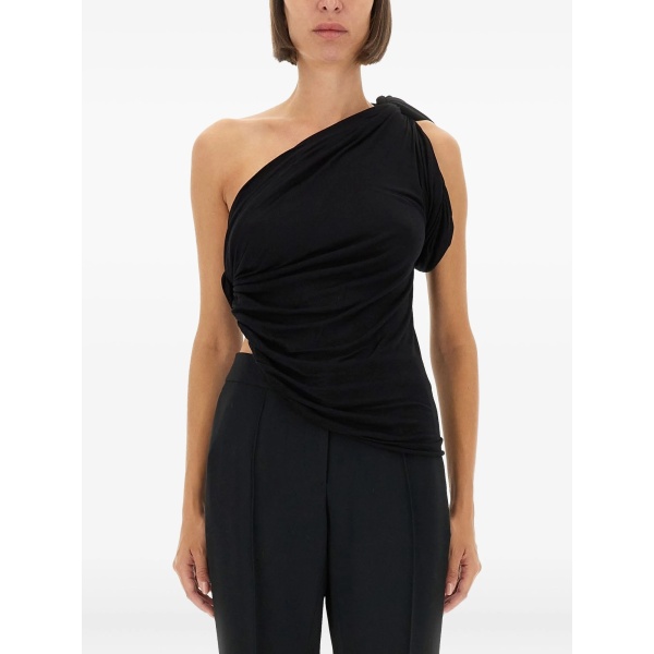 one-shoulder draped top