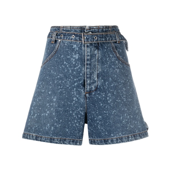 paint-splatter print denim shorts