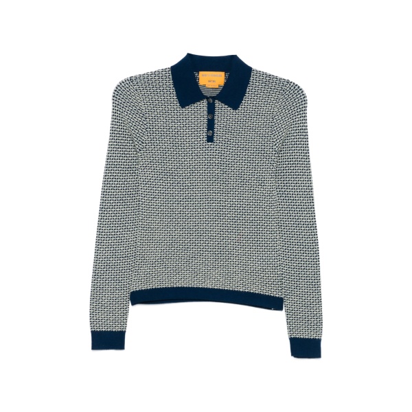 Pique L/S waffle knit polo shirt