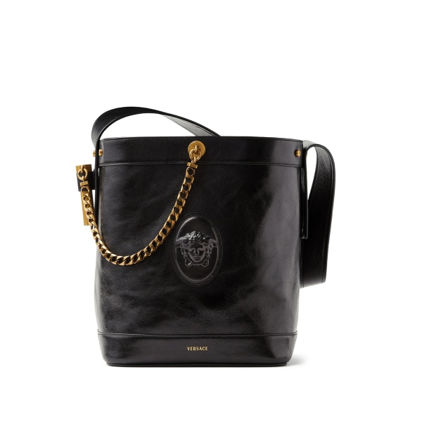 Pivot small leather bucket bag