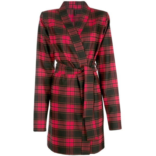 plaid belted coat