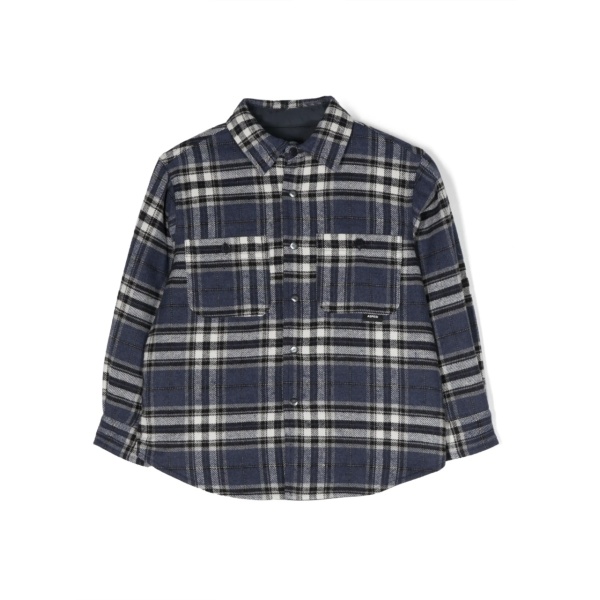 plaid-check pattern shirt jacket