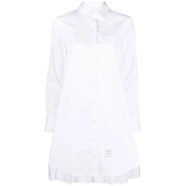 pleat-detail cotton shirtdress
