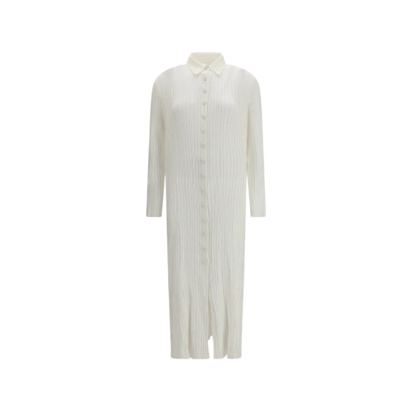 pleated buttoned maxi dress