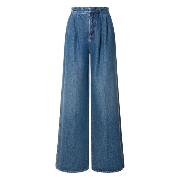 pleated wide-leg jeans