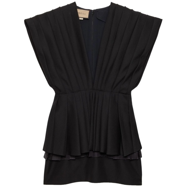 pleated wool mini dress