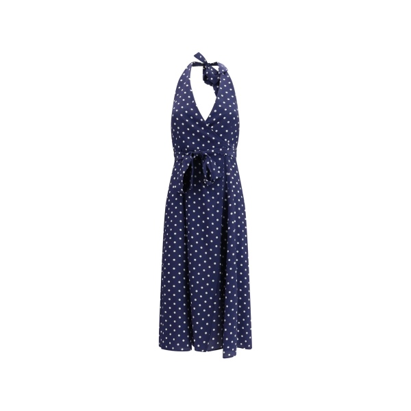 polka dot halterneck midi dress