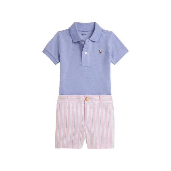 polo-collar stiped shorties