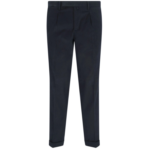 pressed-crease tapered trousers
