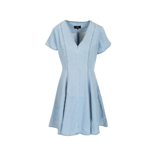 puff-sleeve denim mini dress