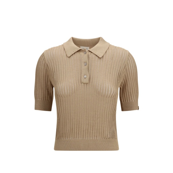 ribbed button polo shirt