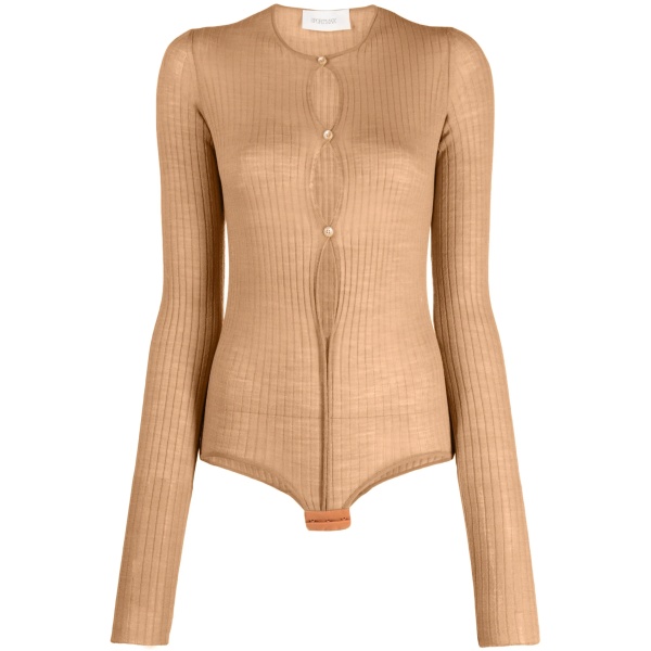 ribbed-knit button-up bodysuit