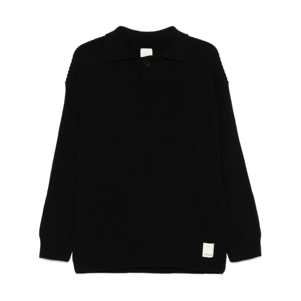 ribbed-knit polo shirt