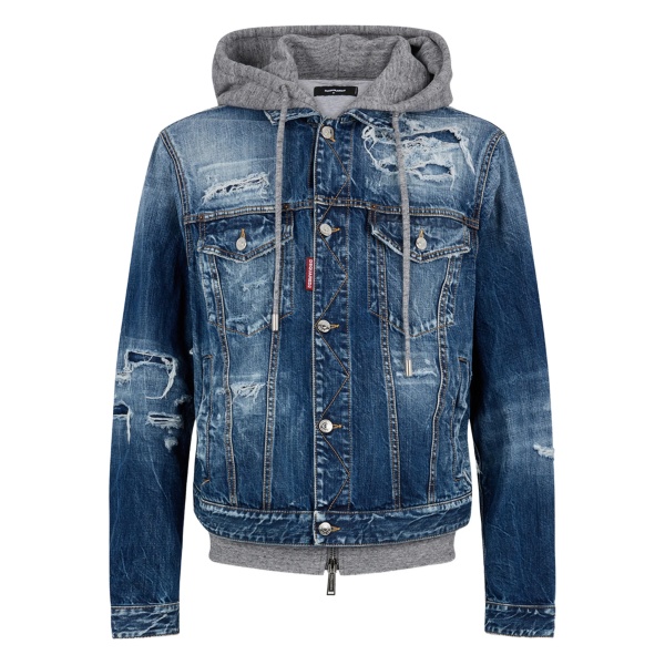 ripped-detail denim jacket
