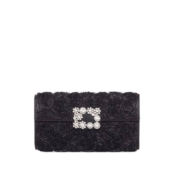 rose-pattern clutch bag